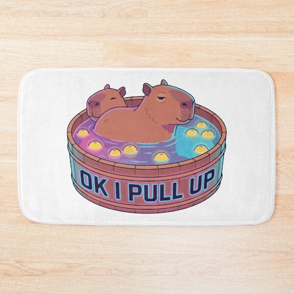 Item preview, Ok I Pull Up Vaporwave Capybara Yuzu Bath Meme designed and sold by Arc2020.