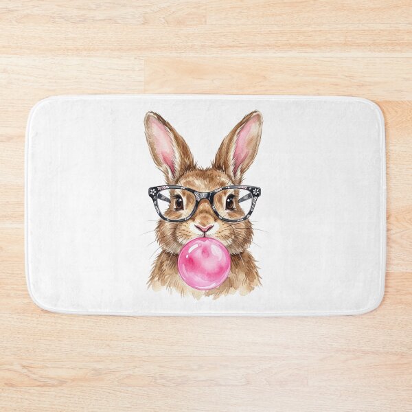 Item preview, Cute Bunny Wearing Glasses Blowing Pink Bubble Gum Watercolor designed and sold by raedattia.