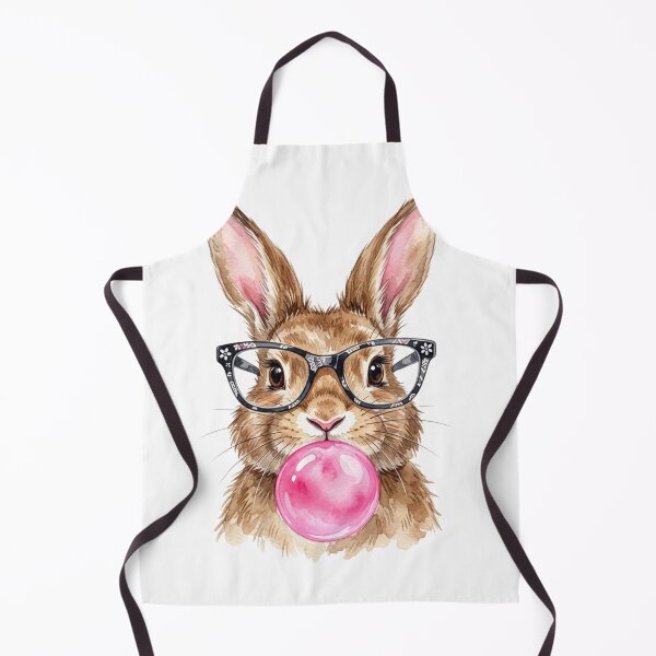 Item preview, Cute Bunny Wearing Glasses Blowing Pink Bubble Gum Watercolor designed and sold by raedattia.