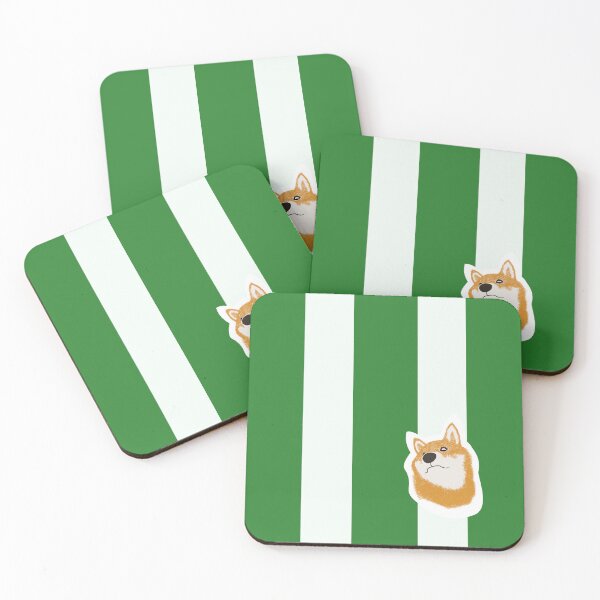 Item preview, Thick stripe (green, white) with Shiba Inu designed and sold by ShibaCruise-On.