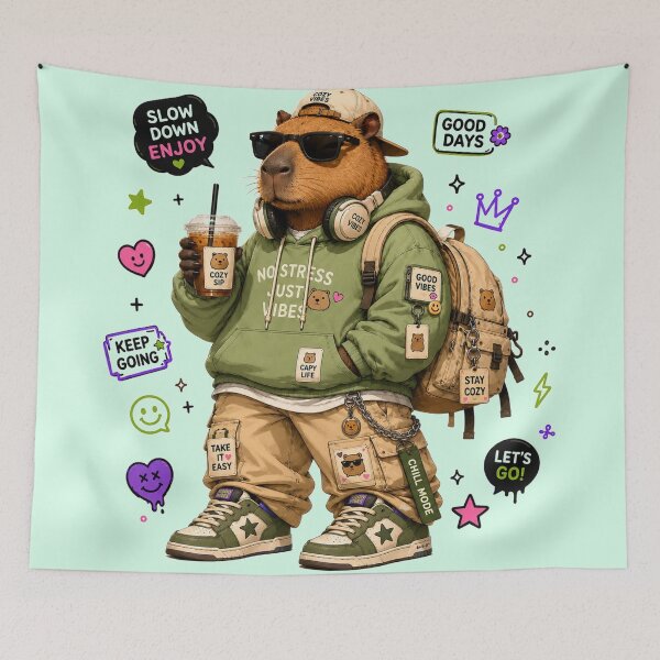 Item preview, Cozy Capybara Streetwear Art | Cute Chill Aesthetic Kawaii Sticker  designed and sold by StickersHul.