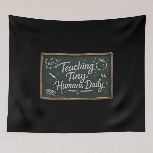 Item preview, Teaching Tiny Humans Daily Chalkboard Aesthetic Teacher Sticker designed and sold by FestivityFinds.