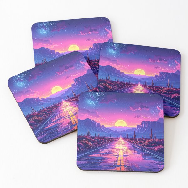 Item preview, Synthwave Desert Highway Retro Neon Sunset designed and sold by dougkeder.