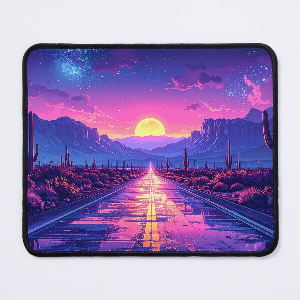 Item preview, Synthwave Desert Highway Retro Neon Sunset designed and sold by dougkeder.