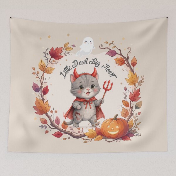 Item preview, Little Devil Big Heart | Cute Halloween Cat Watercolor | Preschool Halloween Costume | Spooky & Sweet designed and sold by Wintorque.