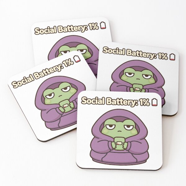 Item preview, Social Battery 1%, Frog Introvert in Hoodie | Teeny Quities designed and sold by Teeny Quities.
