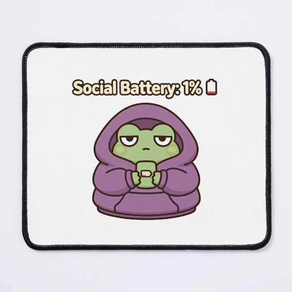 Item preview, Social Battery 1%, Frog Introvert in Hoodie | Teeny Quities designed and sold by Teeny Quities.