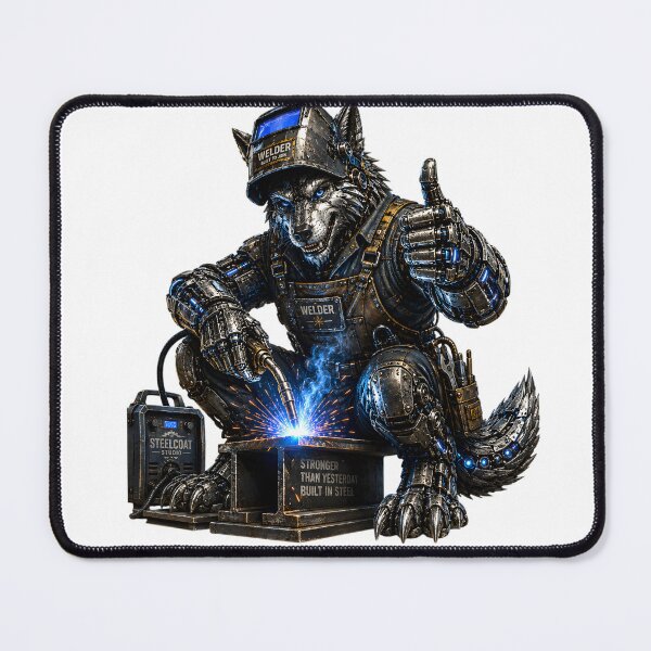 Item preview, Steel Wolf Welder – Mechanical Cyber Wolf | Industrial Welding Worker | Funny Metal Fabricator Art designed and sold by SteelCoat Studio.