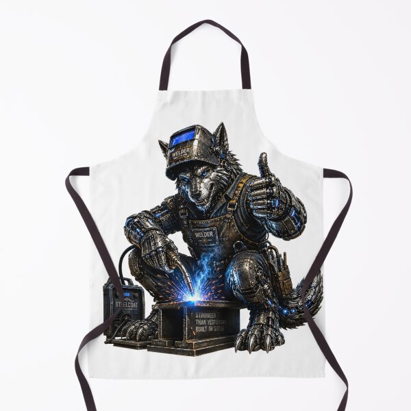 Item preview, Steel Wolf Welder – Mechanical Cyber Wolf | Industrial Welding Worker | Funny Metal Fabricator Art designed and sold by SteelCoat Studio.