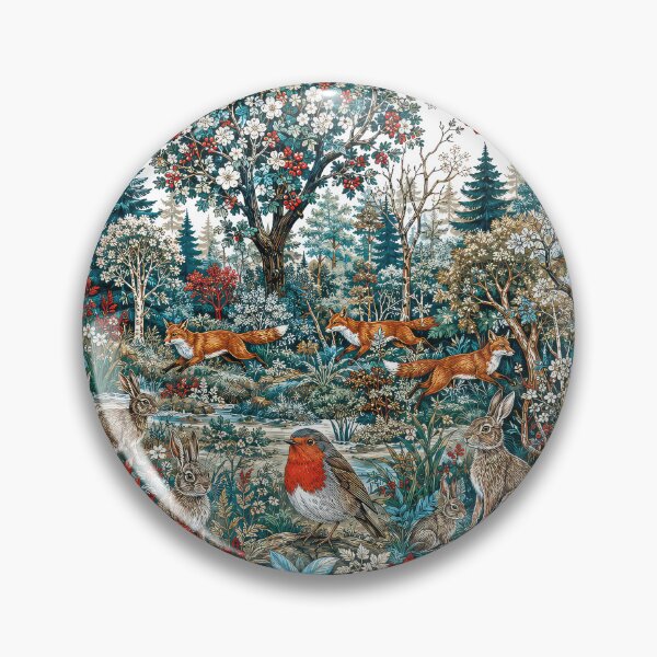 Item preview, Woodland glade with foxes and birds designed and sold by thewandswant.