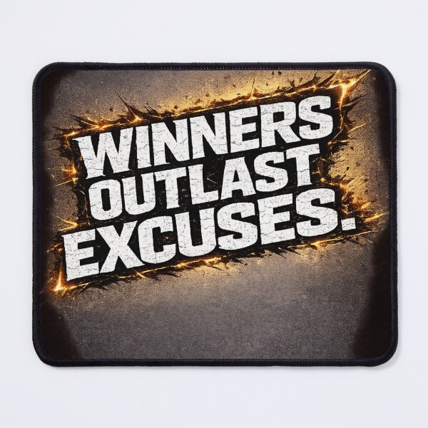 Item preview, Winners Outlast Excuses | Motivational Typography Design designed and sold by VasiArtLab.