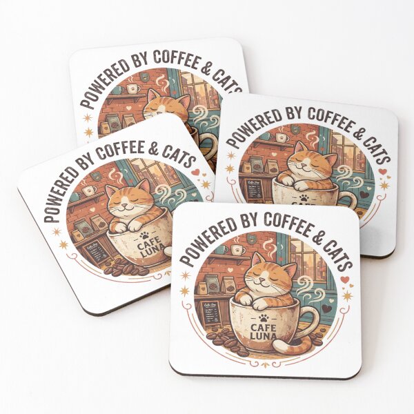 Item preview, Powered by Coffee & Cats – Cute Sleeping Orange Tabby Cat Coffee Lover designed and sold by woowstore.
