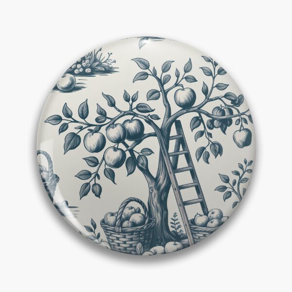 Item preview, Orchard Harvest Toile de Jouy Seamless Pattern | Vintage French Apple Orchard Textile Design | Cottagecore Wallpaper Art designed and sold by Tamas Das.