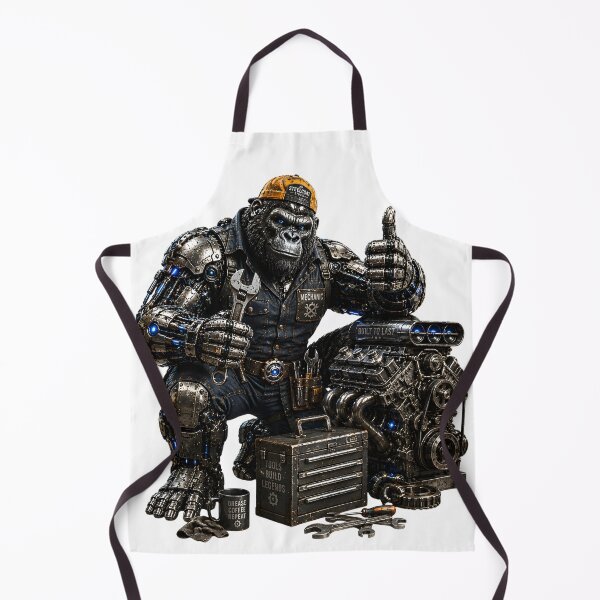 Item preview, Steel Gorilla Mechanic – Mechanical Cyber Gorilla | Industrial Heavy Equipment Technician | Funny Metal Mechanic Art designed and sold by SteelCoat Studio.
