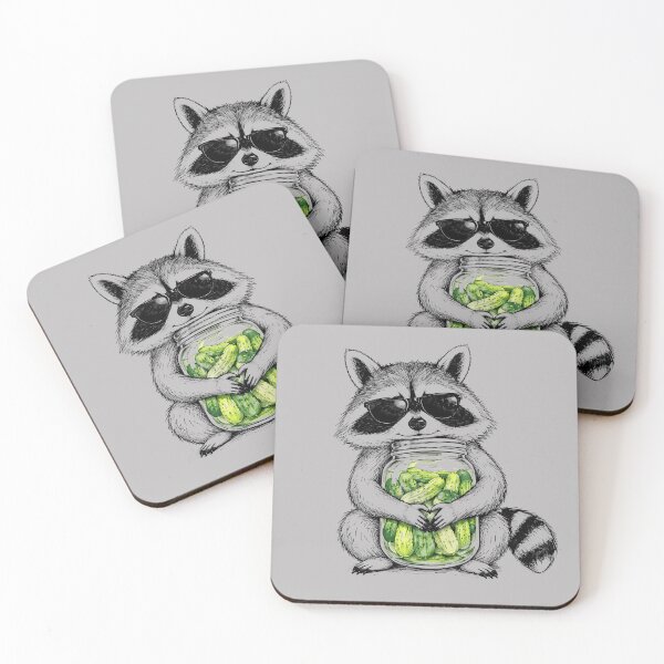 Item preview, Cool Pickle Raccoon Holding Pickle Jar Watercolor Illustration designed and sold by Verycutethings.
