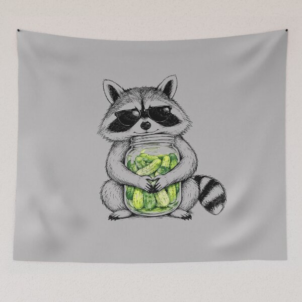 Item preview, Cool Pickle Raccoon Holding Pickle Jar Watercolor Illustration designed and sold by Verycutethings.