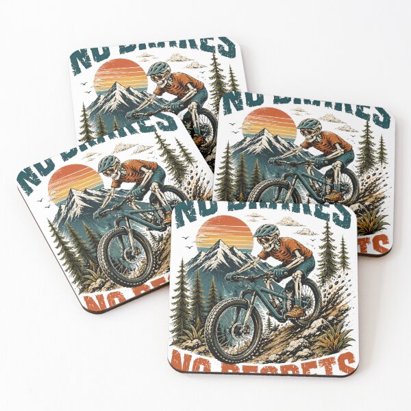 Item preview, No Brakes No Regrets Mountain Biking Downhill Cyclist Adventure designed and sold by SkeletonsDanger.