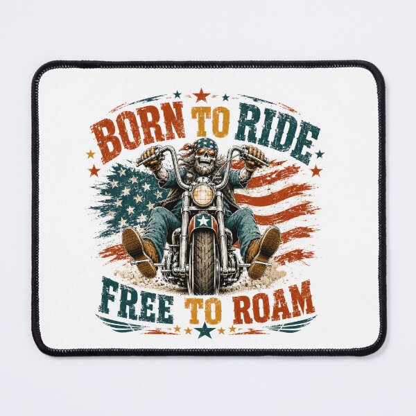 Item preview, Born To Ride Free To Roam Biker Motorcycle Freedom Patriotic American designed and sold by SkeletonsDanger.