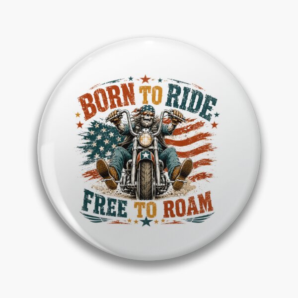 Item preview, Born To Ride Free To Roam Biker Motorcycle Freedom Patriotic American designed and sold by SkeletonsDanger.