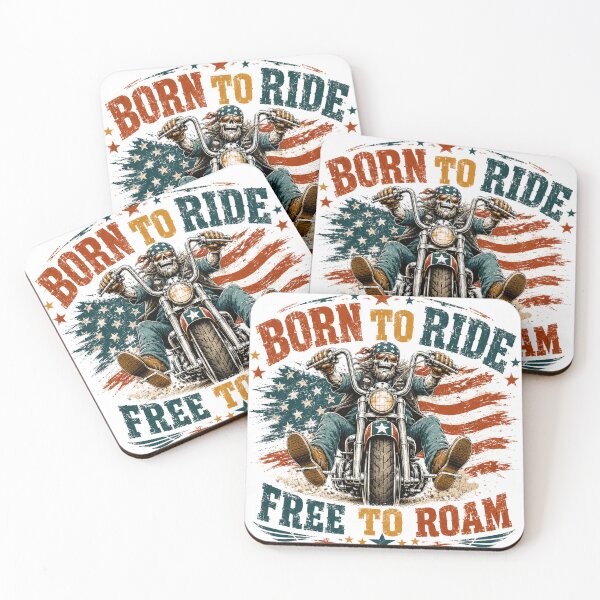 Item preview, Born To Ride Free To Roam Biker Motorcycle Freedom Patriotic American designed and sold by SkeletonsDanger.
