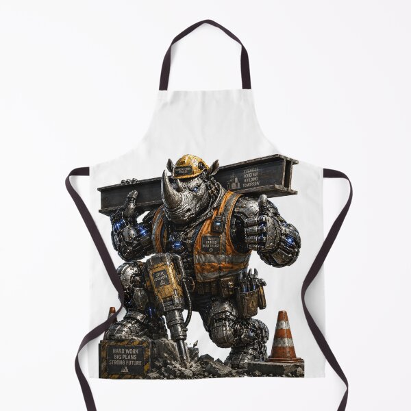 Item preview, Steel Rhino Construction Worker – Mechanical Cyber Rhino | Industrial Heavy Equipment Operator | Funny Metal Construction Art designed and sold by SteelCoat Studio.