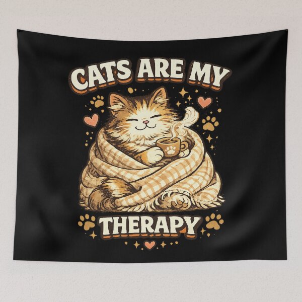 Item preview, Cats Are My Therapy Cozy Cat Lover Vintage Comfort Kitty Design designed and sold by MartBook.
