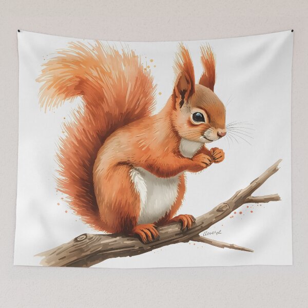 Item preview, Red Squirrel Watercolor Painting designed and sold by RawNaturePrints.