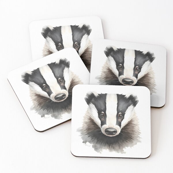 Item preview, Badger Watercolor Painting designed and sold by RawNaturePrints.