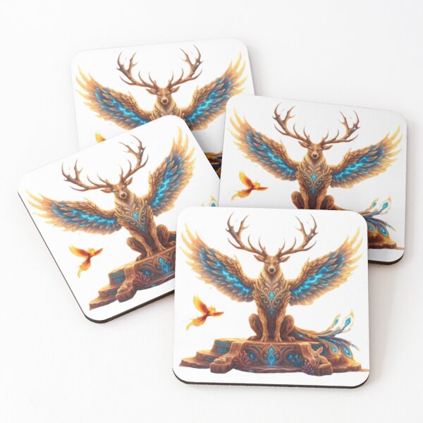 Item preview, Angel winged deer and phoenix-magical fantasy creature art designed and sold by PwR95.
