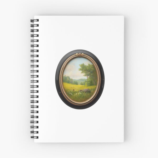 Item preview, Vintage Oil Painting Miniature Landscape in Oval Frame designed and sold by ByKayaPrints.