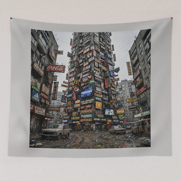 Item preview, Brutalist Advertising Tower – Chaotic Cityscape designed and sold by Late Theory.