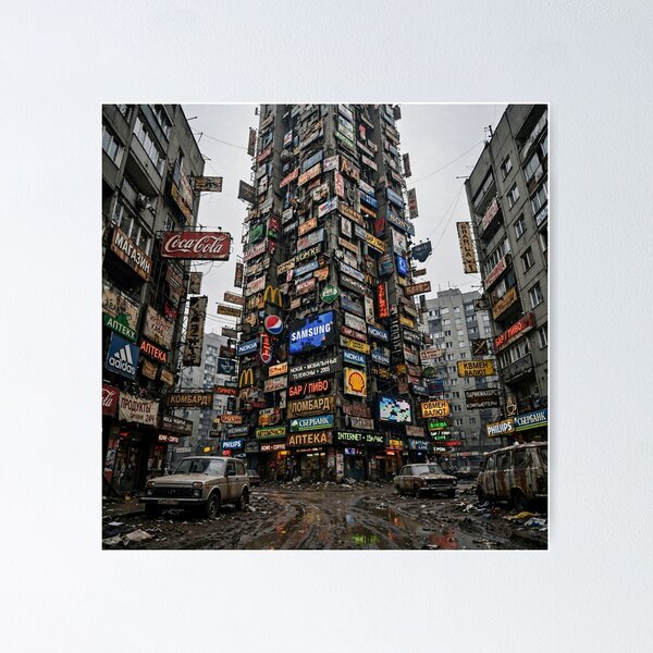 Item preview, Brutalist Advertising Tower – Chaotic Cityscape designed and sold by Late Theory.