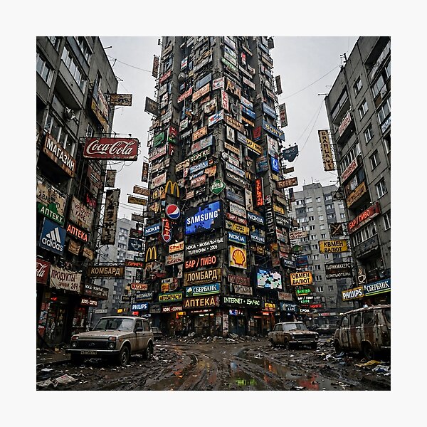 Item preview, Brutalist Advertising Tower – Chaotic Cityscape designed and sold by Late Theory.