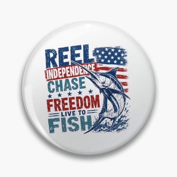 Item preview, Reel Independence Chase Freedom Live To Fish American Angler Fourth Of July designed and sold by SkeletonsDanger.