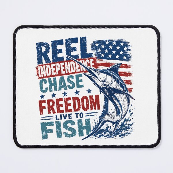 Item preview, Reel Independence Chase Freedom Live To Fish American Angler Fourth Of July designed and sold by SkeletonsDanger.