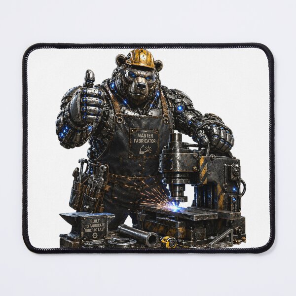 Item preview, Steel Bear Master Fabricator – Mechanical Cyber Bear | Industrial Metal Fabrication Expert | Funny Workshop Art designed and sold by SteelCoat Studio.