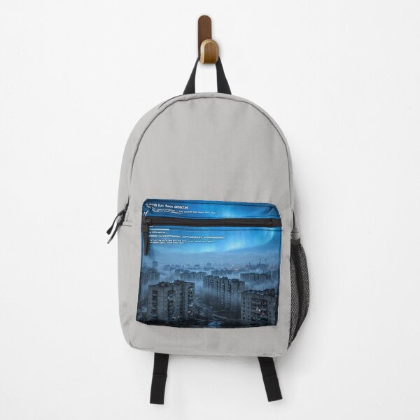 Item preview, Blue Screen of Death Over Brutalist City – Digital Nightmare designed and sold by Late Theory.