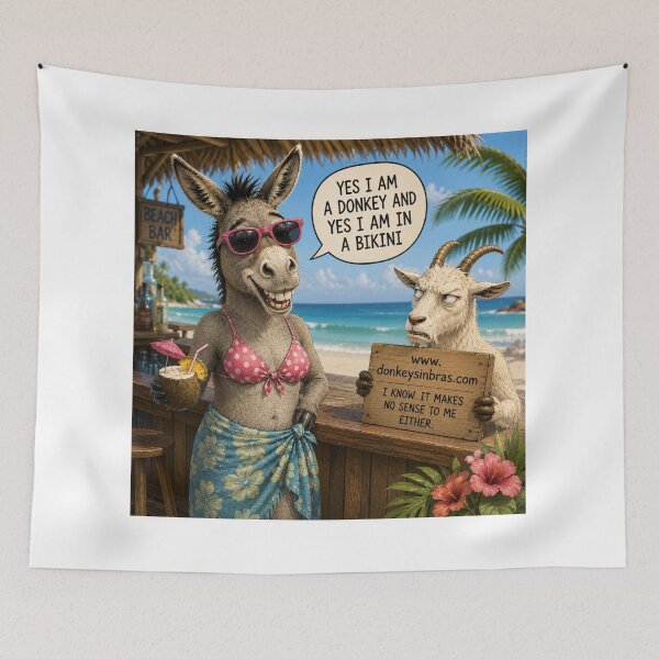 Item preview, Donkey at the beach bar designed and sold by DonkeysinBras.