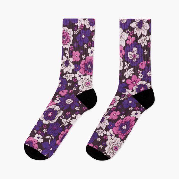 Item preview, Vintage floral pink and purple pattern designed and sold by QuirkyFreq.