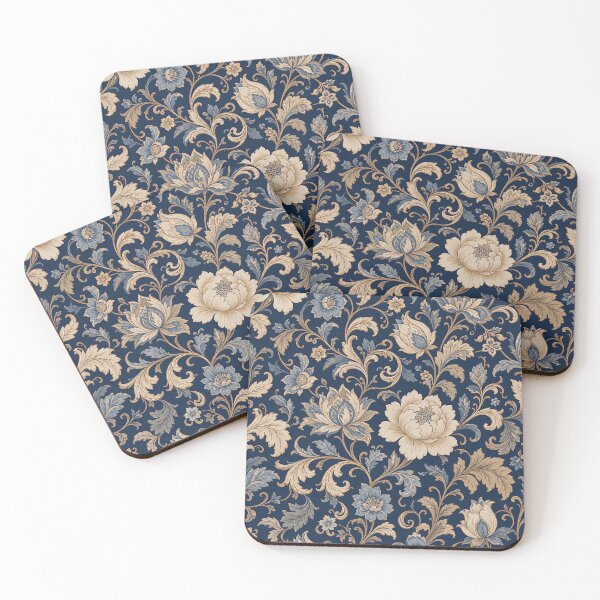 Item preview, Midnight Blue Floral Elegance – Luxury Seamless Pattern Design designed and sold by Jandedan.