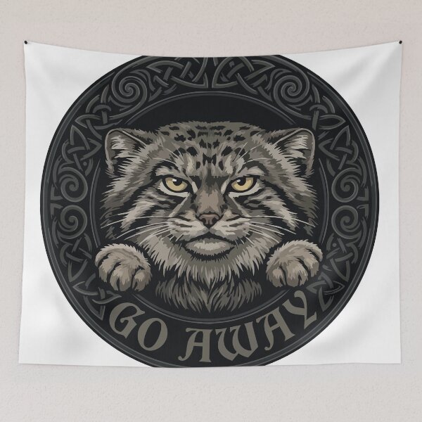 Item preview, Grumpy Pallas Cat Go Away Celtic Wreath designed and sold by Arc2020.