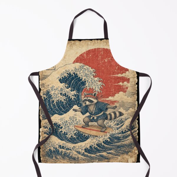 Item preview, Surfing Raccoon Vintage Japanese Ocean Wave Art designed and sold by JerdbordinShop.
