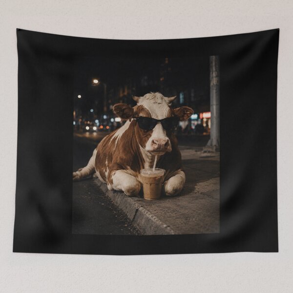 Item preview, Cow Drinking Iced Coffee  designed and sold by CelidaBonde.