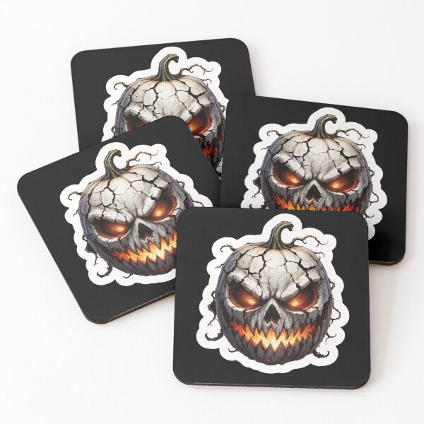 Item preview, Creepy Skull Pumpkin with Glowing Eyes Halloween Horror Jack O Lantern Sticker Design designed and sold by OksArtStudio.