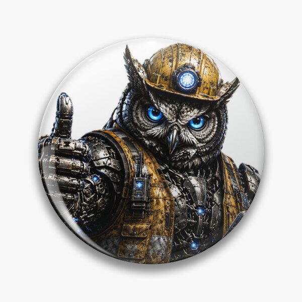 Item preview, Steel Owl Night Shift Supervisor – Mechanical Cyber Owl | Industrial Factory Guardian | Funny Workshop Art designed and sold by SteelCoat Studio.