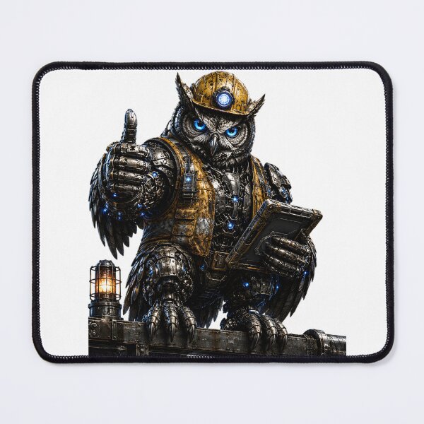 Item preview, Steel Owl Night Shift Supervisor – Mechanical Cyber Owl | Industrial Factory Guardian | Funny Workshop Art designed and sold by SteelCoat Studio.