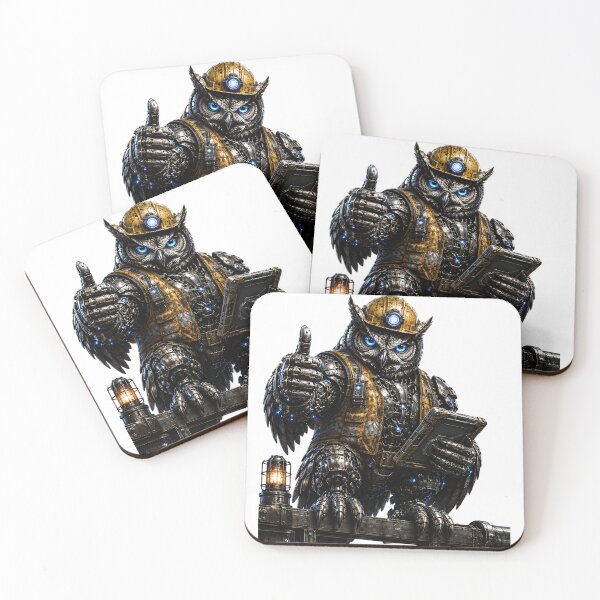 Item preview, Steel Owl Night Shift Supervisor – Mechanical Cyber Owl | Industrial Factory Guardian | Funny Workshop Art designed and sold by SteelCoat Studio.