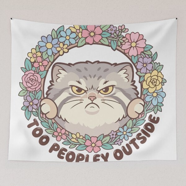 Item preview, Too Peopley Outside Manul Cat Floral Circle designed and sold by Arc2020.