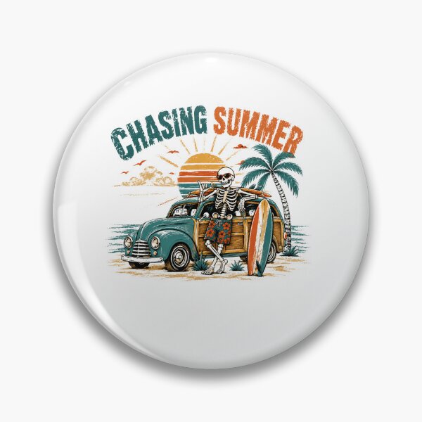 Item preview, Chasing Summer Surf Beach Vacation Skeleton Woody Wagon designed and sold by SkeletonsDanger.