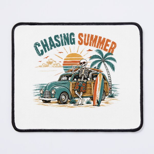 Item preview, Chasing Summer Surf Beach Vacation Skeleton Woody Wagon designed and sold by SkeletonsDanger.